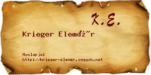 Krieger Elemér névjegykártya
